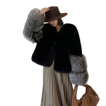 Load image into Gallery viewer, Color Sleeve Fur Coat