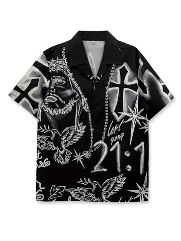 Graffiti Print Button Top-Modern Baby Las Vegas