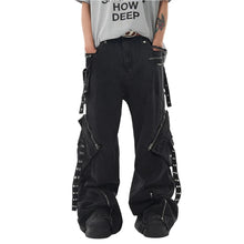 Load image into Gallery viewer, Patch Zipper Wide-Leg Denim Jeans-Modern Baby Las Vegas