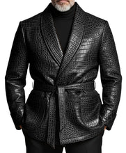 Load image into Gallery viewer, Belted Croc Leather Jacket