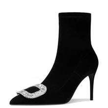Load image into Gallery viewer, Crystal Accent Pointed Toe Ankle Boots-Modern Baby Las Vegas