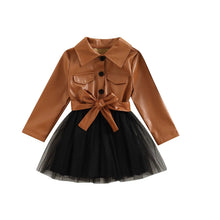 Load image into Gallery viewer, Patch Leather Mesh Dress-Modern Baby Las Vegas
