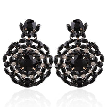Load image into Gallery viewer, Black Round Rhinestone Earrings-Modern Baby Las Vegas