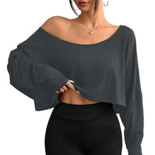 Load image into Gallery viewer, Slouchy Long Sleeve Crop Top