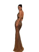 Load image into Gallery viewer, Gold Mesh Beaded Dress