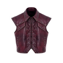 Load image into Gallery viewer, Burgundy Rivet Leather Vest-Modern Baby Las Vegas