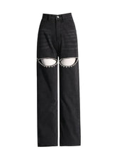 Load image into Gallery viewer, Black Diamond Hollow Out Denim Jeans-Modern Baby Las Vegas