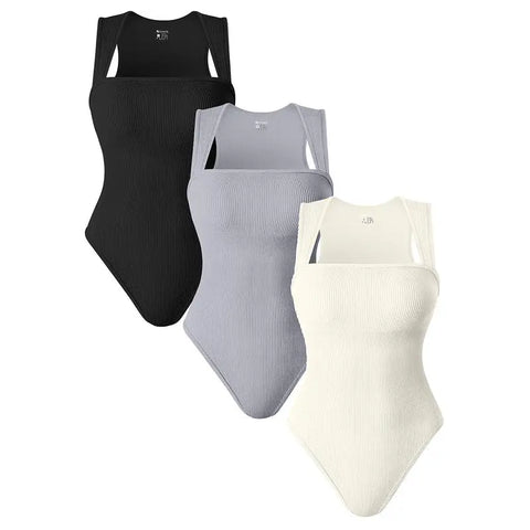 Ribbed 3-Piece Square Neck Bodysuit-Modern Baby Las Vegas