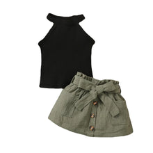 Load image into Gallery viewer, Green Button Skirt Set