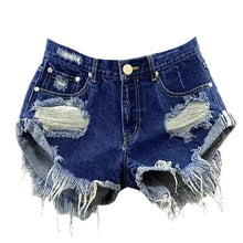 Load image into Gallery viewer, Distressed Mini Denim Shorts