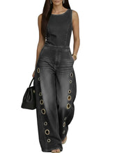 Load image into Gallery viewer, Metal Hole Denim Jumpsuit