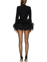 Load image into Gallery viewer, Deep V Feather Jumpsuit