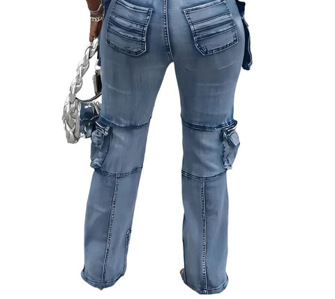Cargo Multi-Pocket Denim Pants-Modern Baby Las Vegas