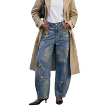Load image into Gallery viewer, Gold Metal Buckle Denim Jeans