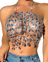 Load image into Gallery viewer, Crystal Chain Halter Tank Top