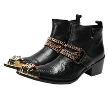Load image into Gallery viewer, Black Gold Accent Chain Boots-Modern Baby Las Vegas
