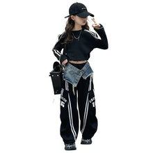 Load image into Gallery viewer, Striped Patch Denim Track Pants Set