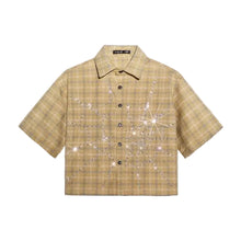 Load image into Gallery viewer, Short Sleeve Crystal Design Plaid Shirt