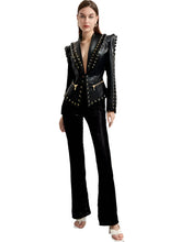 Load image into Gallery viewer, Gold Button Leather Jacket And Skirt Collection-Modern Baby Las Vegas