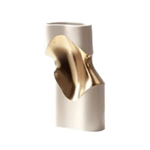 Load image into Gallery viewer, Curved Gold Waist Ceramic Vase