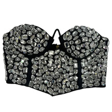 Load image into Gallery viewer, Black Crystal Mini Skirt Set