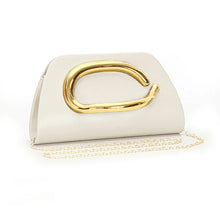 Load image into Gallery viewer, Gold Metal Buckle Leather Clutch Handbag