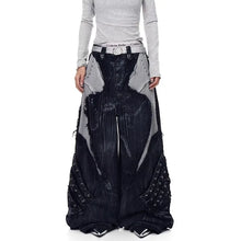 Load image into Gallery viewer, Patch Grommet Wide Leg Denim Jeans