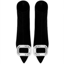 Load image into Gallery viewer, Crystal Accent Pointed Toe Ankle Boots-Modern Baby Las Vegas