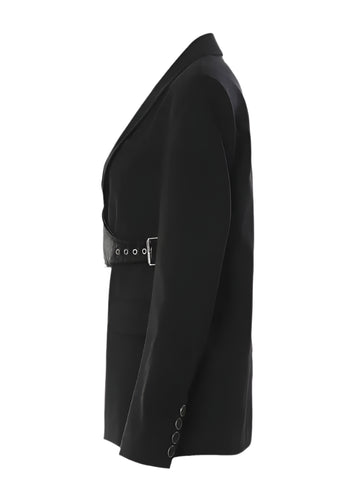 Black Irregular Buckle Blazer-Modern Baby Las Vegas