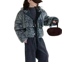 Load image into Gallery viewer, Fur Patch Leather Coat