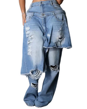 Load image into Gallery viewer, Patch Layered Distressed Denim Jeans