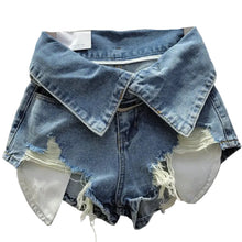 Load image into Gallery viewer, Distressed Pop Out Folded Denim Shorts