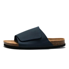 Load image into Gallery viewer, Single Strap Suede Leather Cork Slides-Modern Baby Las Vegas