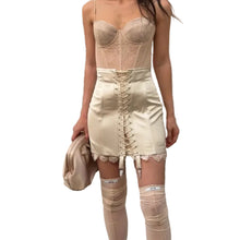 Load image into Gallery viewer, Lace-Up Patch Skirt