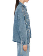 Load image into Gallery viewer, Crystal web Patch Denim Top