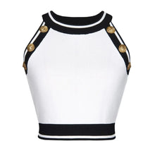 Load image into Gallery viewer, Knit Gold Button Crop Top And Skirt-Modern Baby Las Vegas