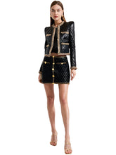 Load image into Gallery viewer, Gold Button Leather Jacket And Skirt Collection-Modern Baby Las Vegas