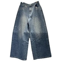 Load image into Gallery viewer, Wide-Leg Crystal Speckled Denim Jeans