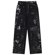 Load image into Gallery viewer, Graffiti Print Wide Denim Jeans-Modern Baby Las Vegas