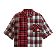 Load image into Gallery viewer, Patch Plaid Crystal Design Shirt