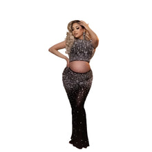 Load image into Gallery viewer, Black Goddess Crystal Maternity Dress Set-Modern Baby Las Vegas