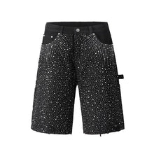 Load image into Gallery viewer, Black Crystal Speckled Denim Shorts