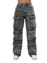 Load image into Gallery viewer, Crystal Cargo Denim Jeans-Modern Baby Las Vegas