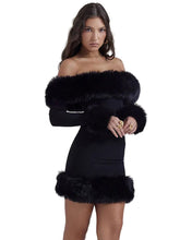 Load image into Gallery viewer, Off The Shoulder Fur Mini Dress