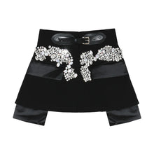 Load image into Gallery viewer, Irregular Rhinestone Belted Mini Skirt-Modern Baby Las Vegas