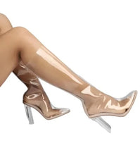 Load image into Gallery viewer, Clear Pointed Toe Knee High Boots-Modern Baby Las Vegas