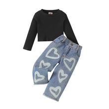 Load image into Gallery viewer, White Heart Denim Jean Set