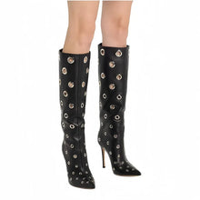 Load image into Gallery viewer, Leather Metal Hole Boots-Modern Baby Las Vegas