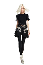 Load image into Gallery viewer, Irregular Rhinestone Belted Mini Skirt-Modern Baby Las Vegas