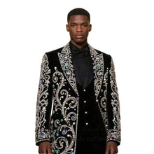 Load image into Gallery viewer, Long Green Crystal Design Suit